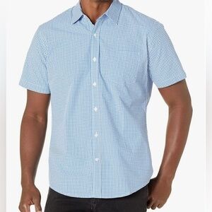NWT‎ Amazon Essentials Men's Regular-Fit Short-Sleeve Poplin Shirt - Size XS